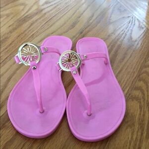 Lilly Pulitzer Pink Sandals with Thong Style and Decorative Charm